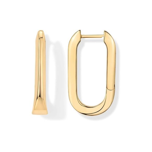 14k Gold Plated U Shape Huggie Earrings - Picture 1 of 5
